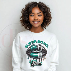 Super Bowl Jawn Sweatshirt – Football Fan Apparel with Stylish Dripping Lips Design